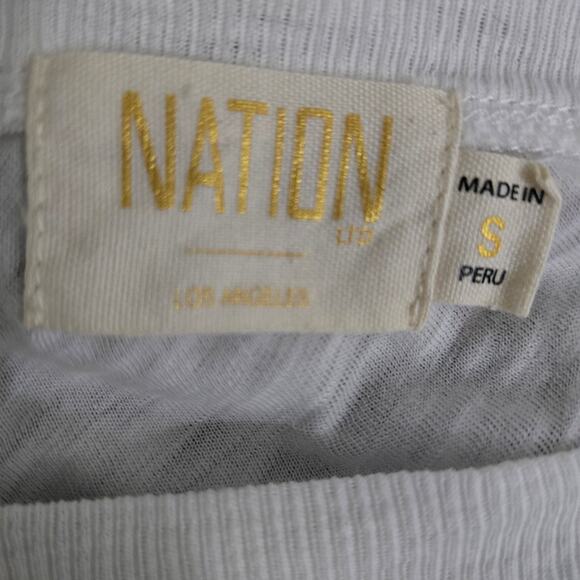 Nation LTD Raina One Shoulder Tee White Balloon Sleeve Pima Cotton T Shirt Small - Picture 7 of 14